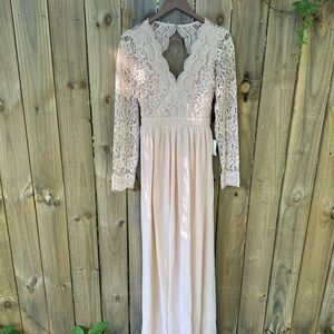 Awaken My Love Blush Pink Long Sleeve Lace Maxi Dress